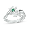 Thumbnail Image 1 of Lab-Created Emerald & White Lab-Created Sapphire Cross Ring Sterling Silver