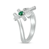 Thumbnail Image 2 of Lab-Created Emerald & White Lab-Created Sapphire Cross Ring Sterling Silver