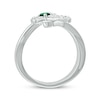 Thumbnail Image 3 of Lab-Created Emerald & White Lab-Created Sapphire Cross Ring Sterling Silver