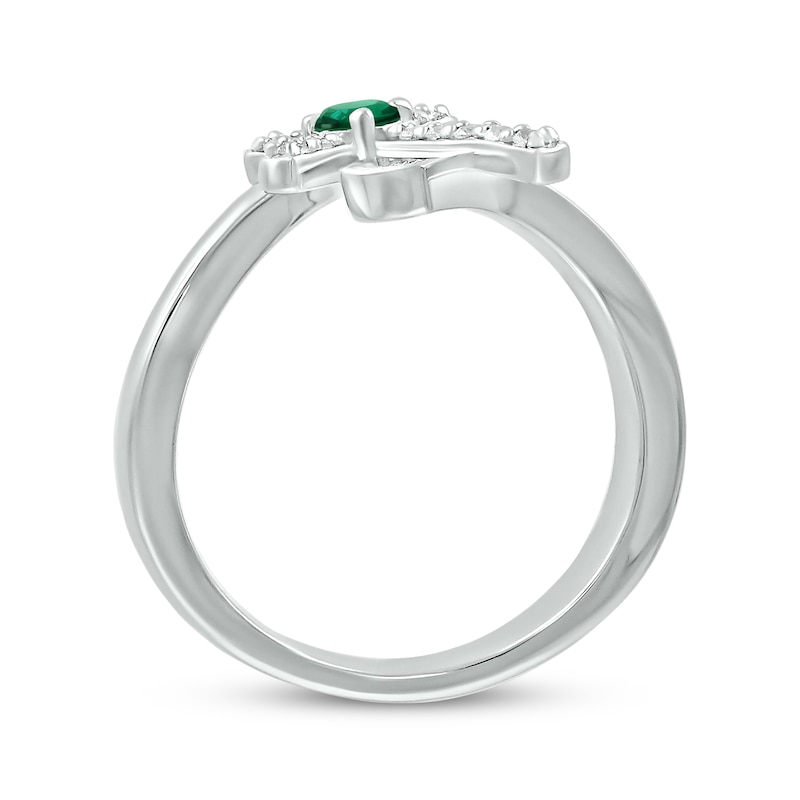 Main Image 3 of Lab-Created Emerald & White Lab-Created Sapphire Cross Ring Sterling Silver