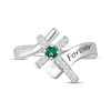 Thumbnail Image 4 of Lab-Created Emerald & White Lab-Created Sapphire Cross Ring Sterling Silver