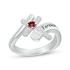 Thumbnail Image 1 of Garnet & White Lab-Created Sapphire Cross Ring Sterling Silver