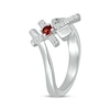 Thumbnail Image 2 of Garnet & White Lab-Created Sapphire Cross Ring Sterling Silver