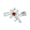 Thumbnail Image 4 of Garnet & White Lab-Created Sapphire Cross Ring Sterling Silver