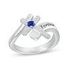 Thumbnail Image 1 of Blue Lab-Created Sapphire & White Lab-Created Sapphire Cross Ring Sterling Silver