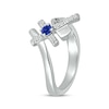 Thumbnail Image 2 of Blue Lab-Created Sapphire & White Lab-Created Sapphire Cross Ring Sterling Silver