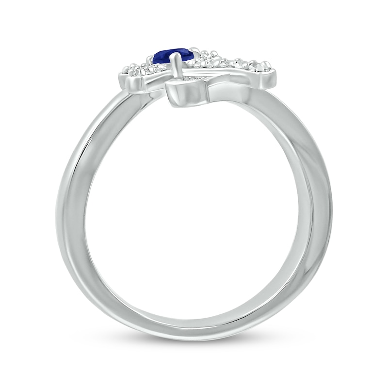 Main Image 3 of Blue Lab-Created Sapphire & White Lab-Created Sapphire Cross Ring Sterling Silver