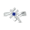 Thumbnail Image 4 of Blue Lab-Created Sapphire & White Lab-Created Sapphire Cross Ring Sterling Silver