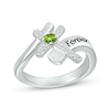 Thumbnail Image 1 of Peridot & White Lab-Created Sapphire Cross Ring Sterling Silver