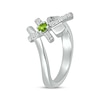 Thumbnail Image 2 of Peridot & White Lab-Created Sapphire Cross Ring Sterling Silver