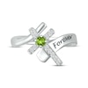 Thumbnail Image 4 of Peridot & White Lab-Created Sapphire Cross Ring Sterling Silver