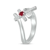 Thumbnail Image 2 of Lab-Created Ruby & White Lab-Created Sapphire Cross Ring Sterling Silver