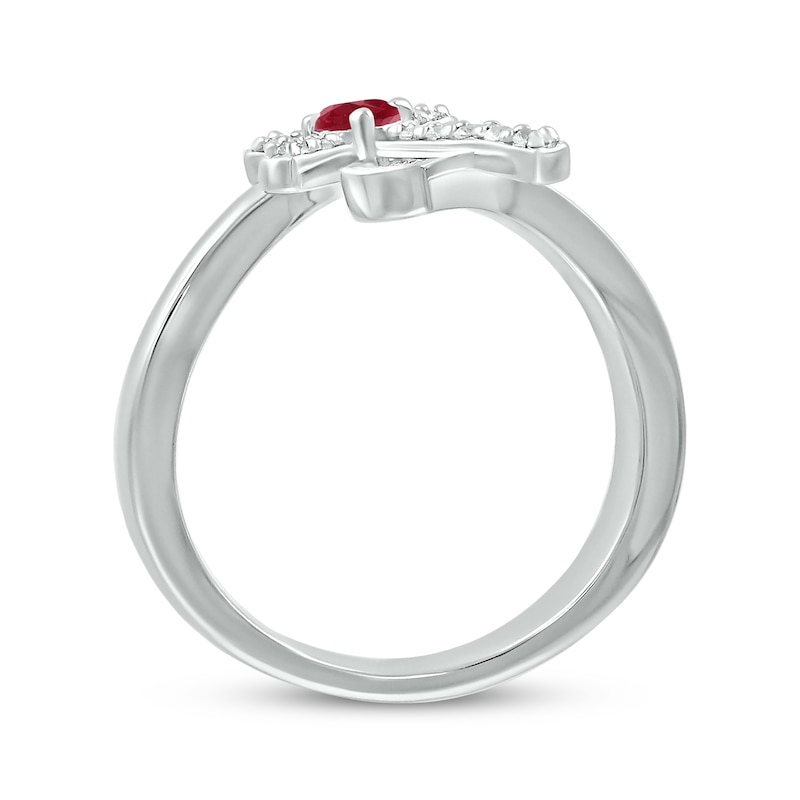 Main Image 3 of Lab-Created Ruby & White Lab-Created Sapphire Cross Ring Sterling Silver