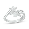 Thumbnail Image 1 of White Lab-Created Sapphire Cross Ring Sterling Silver