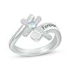 Thumbnail Image 1 of Lab-Created Opal & White Lab-Created Sapphire Cross Ring Sterling Silver