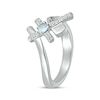 Thumbnail Image 2 of Lab-Created Opal & White Lab-Created Sapphire Cross Ring Sterling Silver