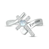 Thumbnail Image 4 of Lab-Created Opal & White Lab-Created Sapphire Cross Ring Sterling Silver