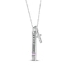 Thumbnail Image 2 of Amethyst & White Lab-Created Sapphire Vertical Bar & Cross Necklace Sterling Silver 18”