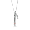 Thumbnail Image 2 of Garnet & White Lab-Created Sapphire Vertical Bar & Cross Necklace Sterling Silver 18”