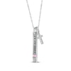 Thumbnail Image 2 of Pink Lab-Created Sapphire & White Lab-Created Sapphire Vertical Bar & Cross Necklace Sterling Silver 18”