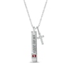 Thumbnail Image 1 of Lab-Created Ruby & White Lab-Created Sapphire Vertical Bar & Cross Necklace Sterling Silver 18”