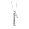 Thumbnail Image 2 of Lab-Created Ruby & White Lab-Created Sapphire Vertical Bar & Cross Necklace Sterling Silver 18”