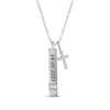 Thumbnail Image 1 of White Lab-Created Sapphire Vertical Bar & Cross Necklace Sterling Silver 18”