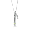 Thumbnail Image 2 of Peridot & White Lab-Created Sapphire Vertical Bar & Cross Necklace Sterling Silver 18”