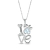 Thumbnail Image 1 of Aquamarine & White Lab-Created Sapphire Love, Bone & Dog Paw Necklace Sterling Silver 18&quot;