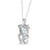 Thumbnail Image 2 of Aquamarine & White Lab-Created Sapphire Love, Bone & Dog Paw Necklace Sterling Silver 18&quot;