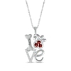 Thumbnail Image 1 of Garnet & White Lab-Created Sapphire Love, Bone & Dog Paw Necklace Sterling Silver 18&quot;