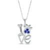 Thumbnail Image 1 of Blue Lab-Created Sapphire & White Lab-Created Sapphire Love, Bone & Dog Paw Necklace Sterling Silver 18&quot;