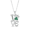 Thumbnail Image 0 of Lab-Created Emerald & White Lab-Created Sapphire Love, Bone & Dog Paw Necklace Sterling Silver 18"