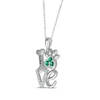 Thumbnail Image 1 of Lab-Created Emerald & White Lab-Created Sapphire Love, Bone & Dog Paw Necklace Sterling Silver 18"