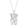 Thumbnail Image 1 of Lab-Created Opal & White Lab-Created Sapphire Love, Bone & Dog Paw Necklace Sterling Silver 18&quot;