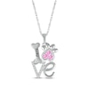 Thumbnail Image 1 of Pink Lab-Created Sapphire & White Lab-Created Sapphire Love, Bone & Dog Paw Necklace Sterling Silver 18&quot;