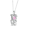 Thumbnail Image 2 of Pink Lab-Created Sapphire & White Lab-Created Sapphire Love, Bone & Dog Paw Necklace Sterling Silver 18&quot;