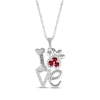 Thumbnail Image 1 of Lab-Created Ruby & White Lab-Created Sapphire Love, Bone & Dog Paw Necklace Sterling Silver 18&quot;