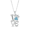 Thumbnail Image 1 of Blue Topaz & White Lab-Created Sapphire Love, Bone & Dog Paw Necklace Sterling Silver 18&quot;