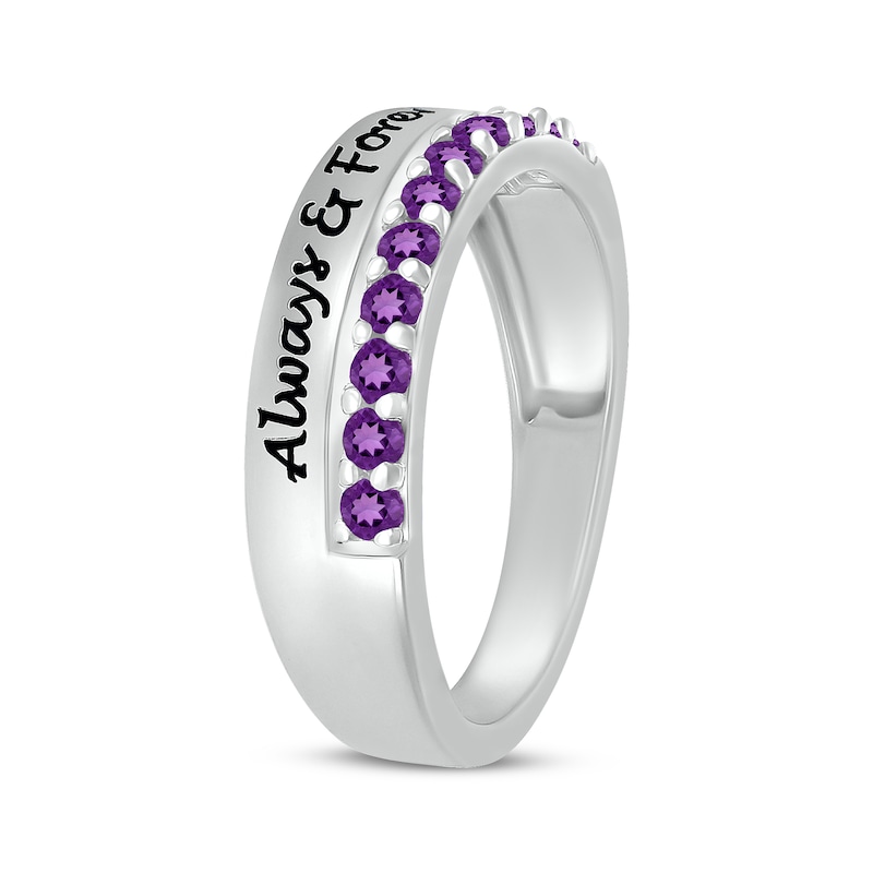 Main Image 2 of Round-Cut Amethyst Engravable Ring Sterling Silver