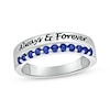 Thumbnail Image 1 of Round-Cut Blue Lab-Created Sapphire Engravable Ring Sterling Silver