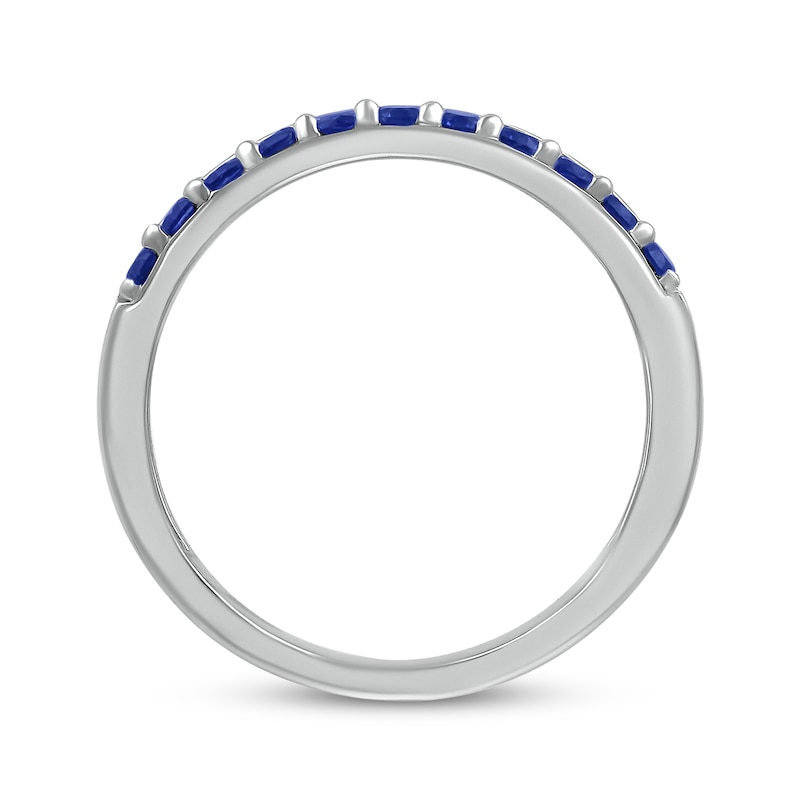 Main Image 3 of Round-Cut Blue Lab-Created Sapphire Engravable Ring Sterling Silver