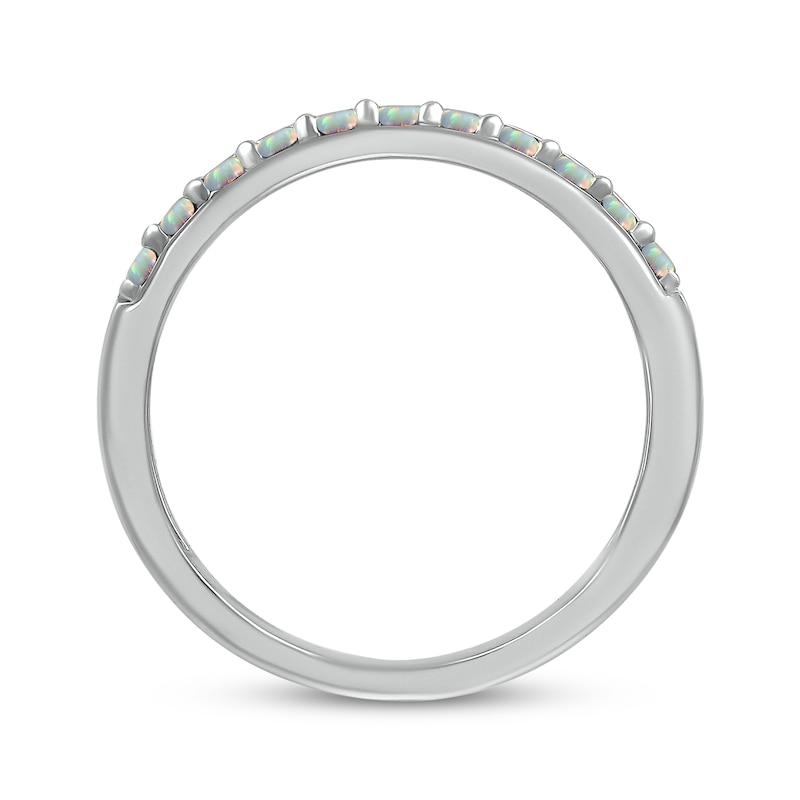 Main Image 3 of Round-Cut Lab-Created Opal Engravable Ring Sterling Silver