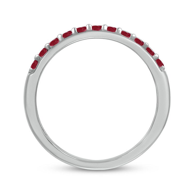 Main Image 3 of Round-Cut Lab-Created Ruby Engravable Ring Sterling Silver