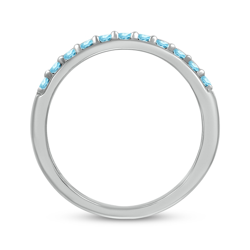 Main Image 3 of Round-Cut Blue Topaz Engravable Ring Sterling Silver