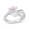 Thumbnail Image 1 of Pink Lab-Created Sapphire & White Lab-Created Sapphire Cross Ring Sterling Silver