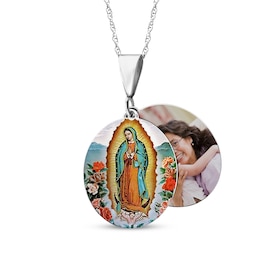 Our Lady of Guadalupe Photo Necklace Sterling Silver 18&quot;