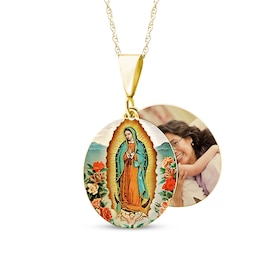 Our Lady of Guadalupe Photo Necklace 10K Yellow Gold 18&quot;
