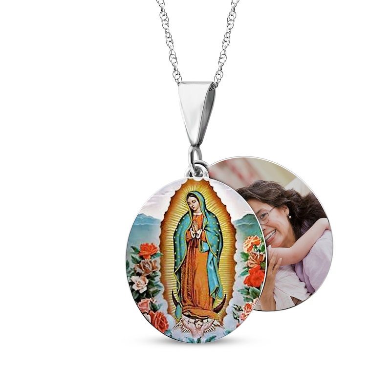 Main Image 1 of Our Lady of Guadalupe Photo Necklace 10K White Gold 18&quot;