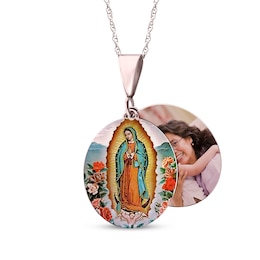 Our Lady of Guadalupe Photo Necklace 10K Rose Gold 18&quot;